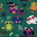 Cartoon Halloween owls endless texture Royalty Free Stock Photo