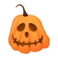 Cartoon halloween pumpkin jack lantern, cut out smiling grimace, vector isolated illustration Royalty Free Stock Photo