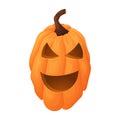 Cartoon halloween pumpkin jack lantern, cut out smiling grimace, vector isolated illustration Royalty Free Stock Photo