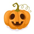 Cartoon Halloween pumpkin. Spooky carved face, holiday jack-o-lantern pumpkin decoration. Autumn holidays pumpkin character flat Royalty Free Stock Photo