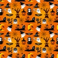 Cartoon Halloween seamless pattern