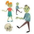 Cartoon halloween simple gradient vector icon set with zombies.