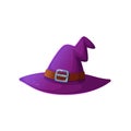 Cartoon Halloween witch hat. Witch hat with buckle isolated on white background. Design element for Halloween. Royalty Free Stock Photo