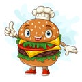 Cartoon hamburger chef giving thumbs up Royalty Free Stock Photo