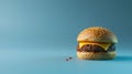 A cartoon hamburger with melted cheese on top with copy space for you decoration Royalty Free Stock Photo