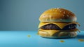 A cartoon hamburger with melted cheese on top with copy space for you decoration Royalty Free Stock Photo