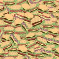 Cartoon hamburger seamless pattern Royalty Free Stock Photo