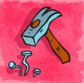 Cartoon hammer illustration, vector icon