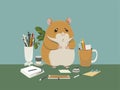 Cartoon Hamster on the Desk Royalty Free Stock Photo