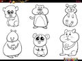 cartoon hamsters animal characters set coloring page Royalty Free Stock Photo