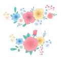 Cartoon hand drawing flower bouquets set. Vector illustration Royalty Free Stock Photo