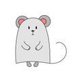 Cartoon hand-drawn character mouse. Cute  mouse isolated illustration good for baby clothes print, children greeting card. Royalty Free Stock Photo