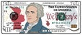 Cartoon hand drawn colorized 10 dollar banknote