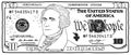 Cartoon hand drawn colorized 10 dollar banknote