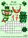 Cartoon hand-drawn crossword for children for St Patrick's day celebration vector illustration