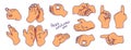 Cartoon hand-drawn different hand gestures set. Flat icons. Vector illustration Eps 10 Royalty Free Stock Photo