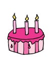 Cartoon hand drawn doodle sketch vector Birthday Cake with candle Royalty Free Stock Photo