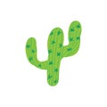 Cartoon hand-drawn green cactus doodle with thorns Royalty Free Stock Photo