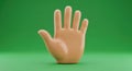 cartoon hand on green background, 3d render Royalty Free Stock Photo