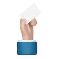 Cartoon hand holds out blank paper label or tag on white background Royalty Free Stock Photo