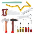 Cartoon hand home repair tools set