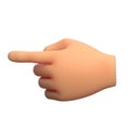 Cartoon hand pointing gesture 3d rendering