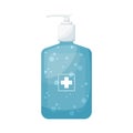 Cartoon hand sanitizer bottle, medical personal hygiene.