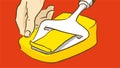 Cartoon Hand Slicing cheese. Cooking