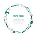 Cartoon Hand Tools Banner Card Circle. Vector Royalty Free Stock Photo