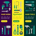 Cartoon Hand Tools Banner Vecrtical Set. Vector Royalty Free Stock Photo