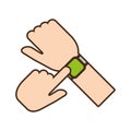 Cartoon hand touchscreen smart watch wearable technology