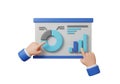 Cartoon hands analyzing business data on presentation board with charts and graphs Royalty Free Stock Photo
