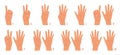 Cartoon hands count gesture, human wrist finger numbers. Vector illustration set