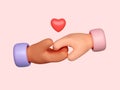 Cartoon Hands holding a red heart isolated on pink background, CSR or Corporate Social Responsibility, health care Royalty Free Stock Photo