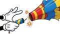 Cartoon Hands Lighting Firecracker and Rocket Royalty Free Stock Photo