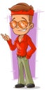 Cartoon handsome disco man in red shirt