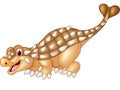 Cartoon happy ankylosaurus on white background