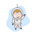 Cartoon Happy Astronaut Pointing Vector Concept