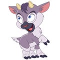 Cartoon happy baby goat animal