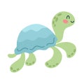 Cartoon happy baby turtle on isolated white background. Character of the sea animals for the logo, mascot, design. Royalty Free Stock Photo