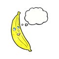 cartoon happy banana with thought bubble