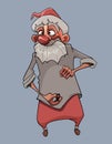 Cartoon happy bearded man in santa claus hat have fun