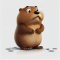 Cartoon happy beaver on white background Royalty Free Stock Photo