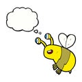 cartoon happy bee with thought bubble Royalty Free Stock Photo