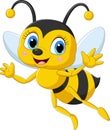 Cartoon happy bee on white background Royalty Free Stock Photo