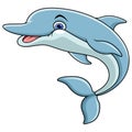 Cartoon happy blue dolphin jumping Royalty Free Stock Photo
