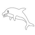 Cartoon happy blue dolphin jumping line art Royalty Free Stock Photo