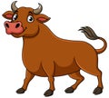 Cartoon happy brown bull standing