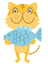 Happy cat with fish Royalty Free Stock Photo