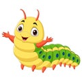 Cartoon happy caterpillar on white background Royalty Free Stock Photo